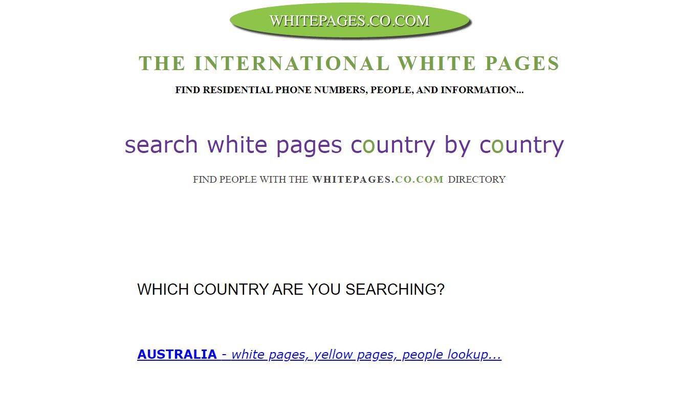 White Pages Directory Lookup